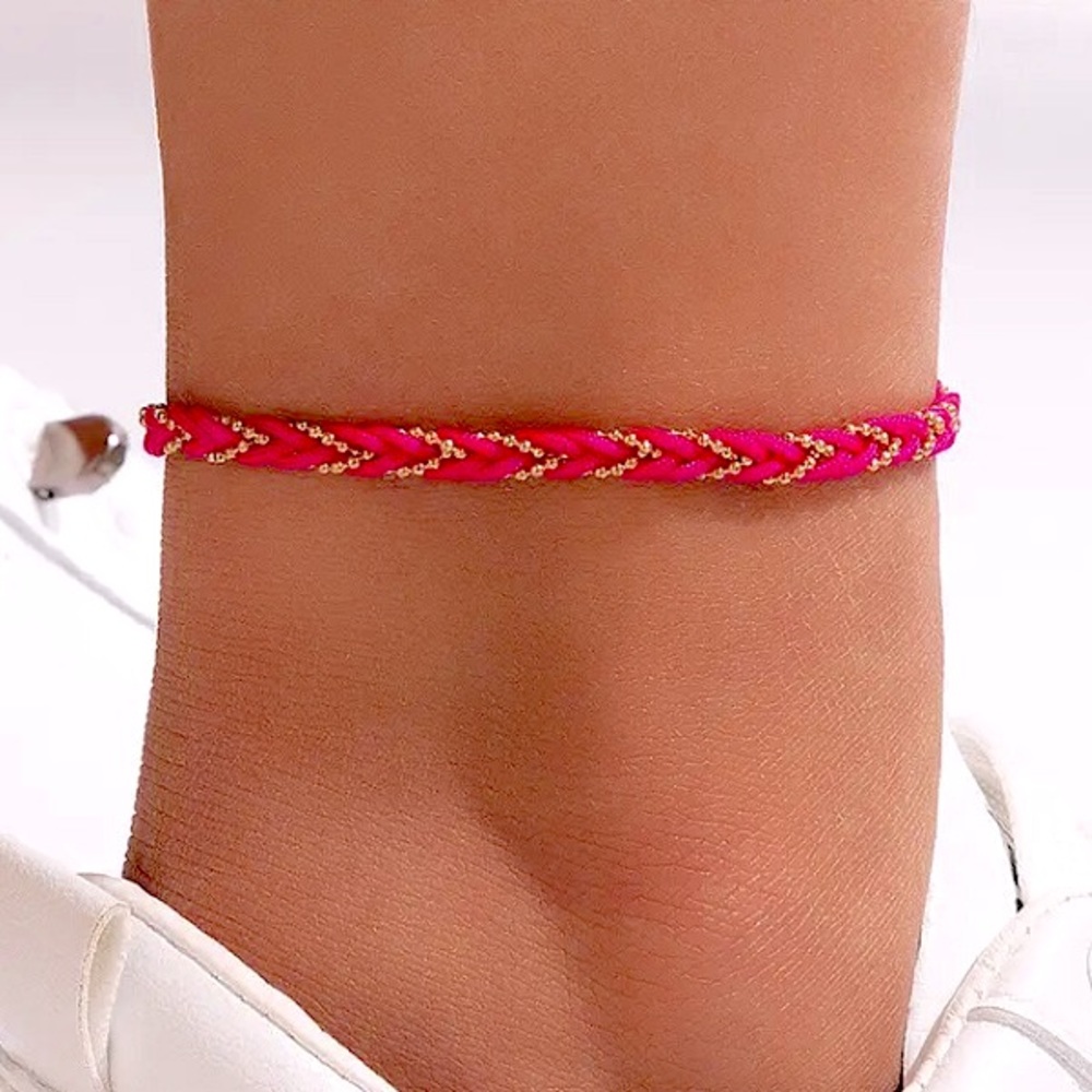 💜10/$25💜NEW Pink Woven Simple Bohemian Anklet